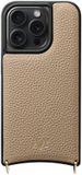 AVY Leren Hoesje | Geschikt voor Apple iPhone 14 Pro | Compatibel met MagSafe | Leather Case | Back Cover | Haakjes voor koord | Beige
