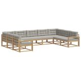 vidaXL - Buiten - bank - set - 9 - st - Wit - en - Lichtgrijs