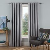 Sleepdown Geweven Tonale Fleck Oogje Verduisterende Gordijnen Thermisch geïsoleerd voor Slaapkamer en Woonkamer 90 x 72 Inch Zilver 2 Panelen
