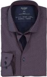 OLYMP Level 5 body fit overhemd 24/7 - donkerblauw met rood en wit dessin tricot - Strijkvriendelijk - Boordmaat: 44