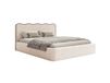 Lit rembourré 200x200 avec coffre en tissu structuré beige clair