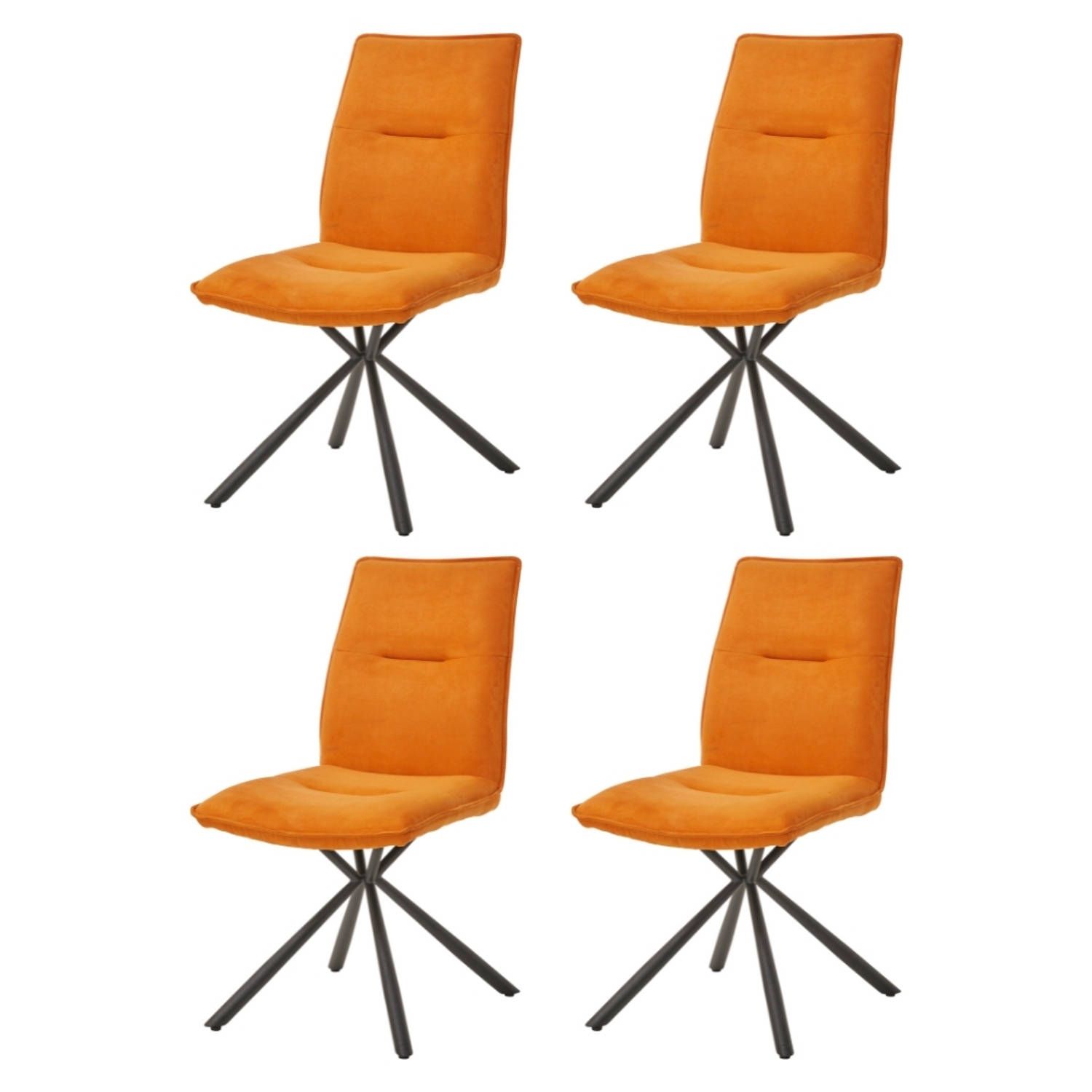 WAYS. Stoffen Eetkamerstoelen - Oranje - Modern Design - 4 Stuks
