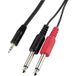 Monacor 0066800 Câble adaptateur audio Jack [2x Jack mâle 6,3 mm (mono) - 1x Jack mâle 3,5 mm] 2 m Noir