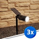 RexTech Solar tuinlamp 'Accent' – Voordeelset van 3 stuks - Warm wit licht - Tuinspot op zonne-energie