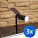 RexTech Solar tuinlamp 'Accent' – Voordeelset van 3 stuks - Warm wit licht - Tuinspot op zonne-energie