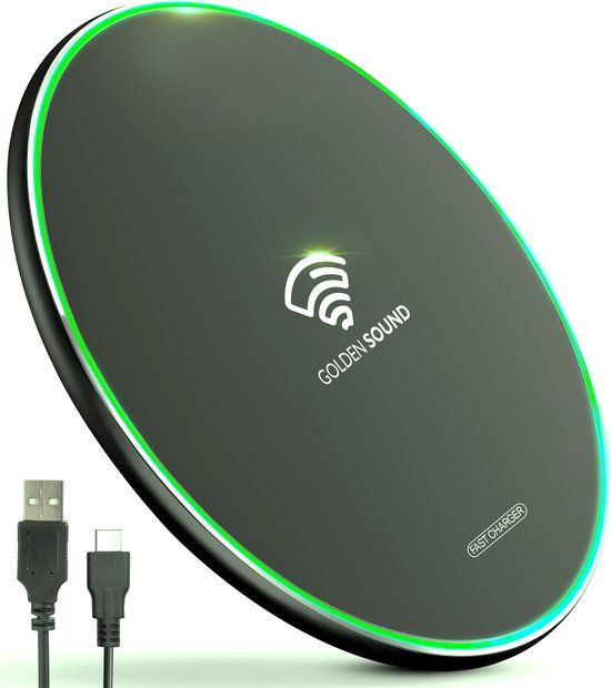 Golden Sound Draadloze oplader - Qi Snellader - 15W - Inclusief kabel - Geschikt voor Smartphones