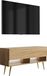 Meuble TV 100 cm chêne Craft, pieds obliques dorés, LED blanc