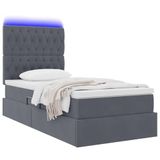 vidaXL LED Opbergbed met Matras Donkergrijs 90 x 200 cm Fluweel