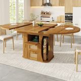 STILVORA Eettafel - Uitschuifbaar Met Opberglades - Voor Eetkamer En Keuken - MDF En Metaal - 118-158x118x77,1 Cm - Eiken