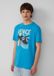 s.Oliver - Heren - Katoenen T-shirt met print op de voorkant en slubstructuur - Turquoise - XXL