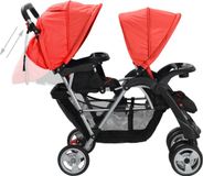 vidaXL Kinderwagen dubbel staal grijs en zwart