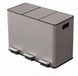 StarTech Vuilnisbak voor de keuken - Trapbak met 3 compartimenten - 3 x 15 liter afvalscheiding - RVS - Met deksel en binnenbakken - Lichtgrijs