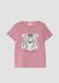 s.Oliver T-shirt met pailletten en zebraprint, korte mouw, ronde hals, katoen, oudroze, maat 140
