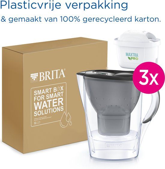 BRITA Marella Cool Waterfilterkan Grijs 2.4L - 3 MAXTRA PRO Filters