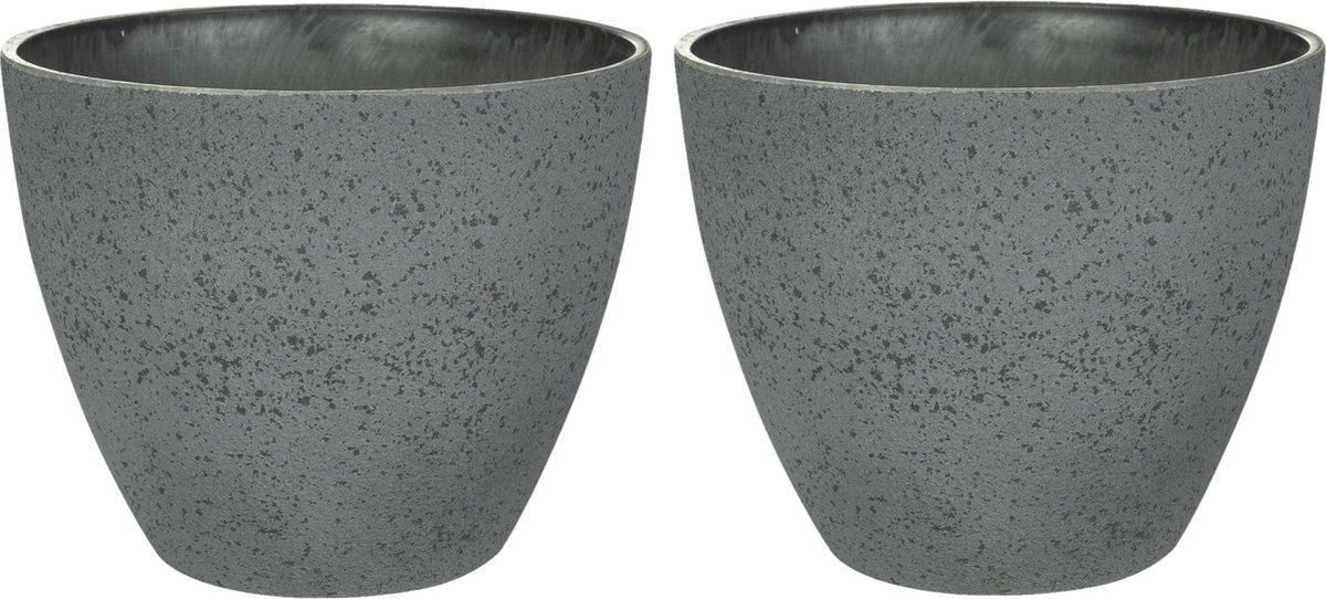 Steege TER Bloempot/plantenpot - 2x - buiten - antraciet - D13/H12 cm