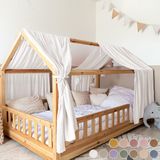 LILIMAUS Huisbed hemeltje - bedhemel voor huisbed - 67,5 x 320 cm - mousseline katoen - wit