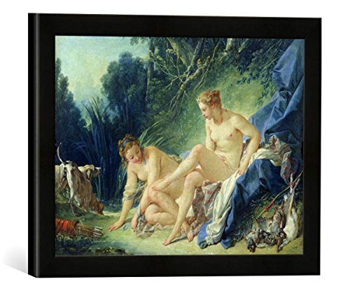 kunst für alle Ingelijste afbeelding van François Boucher Diana Getting Out of her Bath, 1742", kunstdruk in hoogwaardige handgemaakte fotolijst, 40 x 30 cm, zwart mat