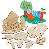 Baker Ross 3D In de tuin Scènes van Hout (4 stuks) Knutselspullen en Knutselsets voor Kinderen