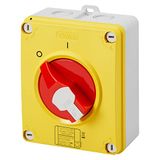 Gewiss SCHAKELAAR - HP - NOODSTOP - BEHUIZING VAN ISOLATIE MATERIAAL - 32A 4P - AFSLUITBARE RODE DRAAIGREEP - IP66/67/69