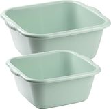 Forte Plastics Afwasbak teil - set van 2 formaten - 10 en 15 liter - mint groen - kunststof