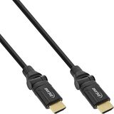 InLine 17011W HDMI-kabel, HDMI High Speed met Ethernet, stekker/stekker, verg. contacten, zwart, flexibele haakse stekker, 1,5 m
