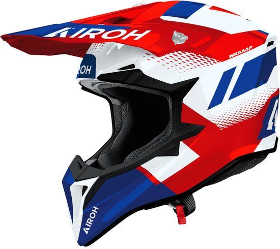 Airoh Wraaap Vision Motocrosshelm - Wit/blauw/rood - Maat XS