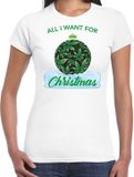 Bellatio Decorations Shoppartners Bv Wiet Kerstbal shirt / Kerst t-shirt All i want for Christmas wit voor dames - Kerstkleding / Christmas outfit L