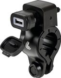 Lampa 38832 USB-Fix Tube, USB-oplader met stuurbevestiging en vorkconnectoren, zwart