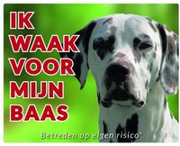 Stickerkoning Dalmatier Waakbord - Ik waak voor mijn baas - 25x20cm - Full Colour