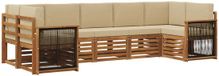 vidaXL - Hoek loungeset - 7 zitplaatsen - Massief Acacia Hout en Polyester - Natuurlijk en beige