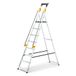 Hoström Escabeau 8 Marches Duramp Sécurisé Avec Rampes, Tablette Porte-outils, Marchepied Pliable Aluminium, Hauteur Plateforme 162cm, Garantie 5 Ans