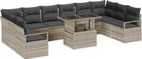 vidaXL Tuinbank Set Lichtgrijs Poly Rattan