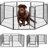 IvoQ Puppyren - 8 Panelen - 60 cm Hoog - Hondenbench - Staal - Opvouwbaar & Duurzaam - Zwart