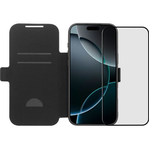 BlueBuilt Apple iPhone 17 Pro Max Book Case Leer Zwart + Screenprotector Glas