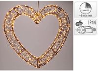 Koopman International Cœur de Noël LED en métal 720 LED 48 x 46 cm noir blanc extra chaud