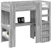 vidaXL Stapelbedframe met Bureau Grijs Sonoma 90 x 200 cm Bewerkt hout