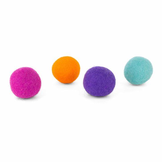 District 70 Glow Felt Ball Toys - Kattenspeelgoed - Ø3.5 cm Assorti 4 stuks
