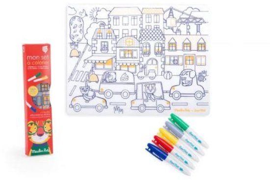 Moulin Roty Kleurmat Placemat 'Les Popipop'