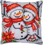 Vervaco Kruissteekkussen kit - Kerst - Sneeuwmannen - 40 x 40cm