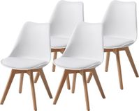 Albatros International Albatros Eetkamerstoelen Aarhus Set van 4 Wit/Beuk