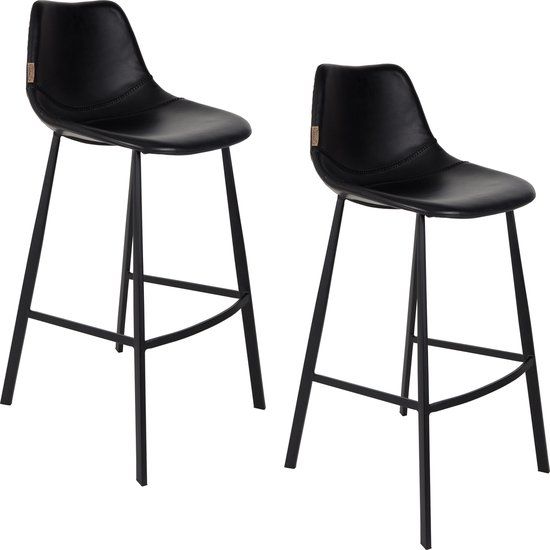 Dutchbone Franky Barkrukken rugleuning 80 cm Zwart - Set van 2