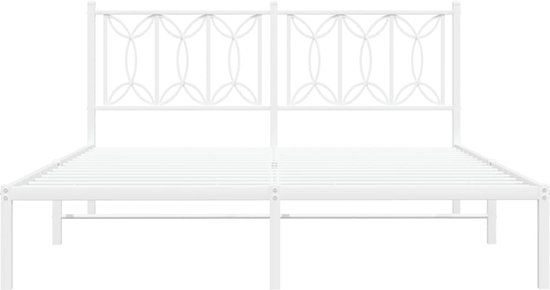 vidaXL Bedframe met hoofdbord Metaal Wit 150x200 cm