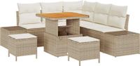 vidaXL Tuinbank - Set - met - kussen - 8 - pcs - Beige - poly - rattan