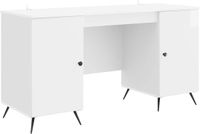 vidaXL Bureau Hoogglans Wit 142,5 x 50 x 75 cm Bewerkt hout
