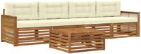 vidaXL Acacia Hout Bank Loungeset 4 Zitplekken Natuurlijk en Crème