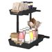 SONGMICS Gootsteenkast Organizer, 2 Lagen, L-Vormig, Uitschuifbaar | Keukenrek, in Hoogte Verstelbaar, 40 x 29,5 x 41,5 cm, voor Keuken en Badkamer, Inkt Zwart, GLORA Collectie KCS217B101