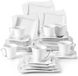 MALACASA, AMPARO, service de 30 pièces, porcelaine blanc crème, set combiné, service de table, incluant tasses à café, sous-tasses, assiettes à dessert, assiettes à soupe et assiettes principales, pour 6 personnes