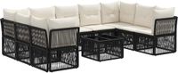 vidaXL Tuinbankenset 10 stuks Zwart polyrattan