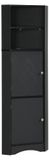 Meuble de salle de bain - Meuble d'angle - 36,5 x 36,5 x 155 cm - Deux compartiments de rangement - Compartiment ouvert avec étagère réglable - Panneau de particules - Noir