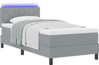 vidaXL Boxspringbed met hoofdeinde Lichtgrijs 90 x 200 cm Stof